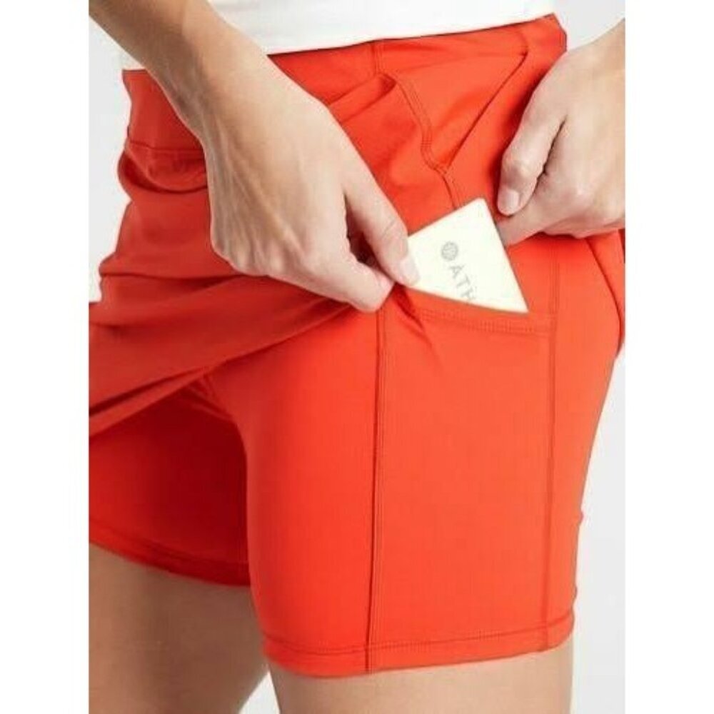 Athleta Action Skort in Dobby 14.5” Medium Skirt Short Athletic Orange Pockets